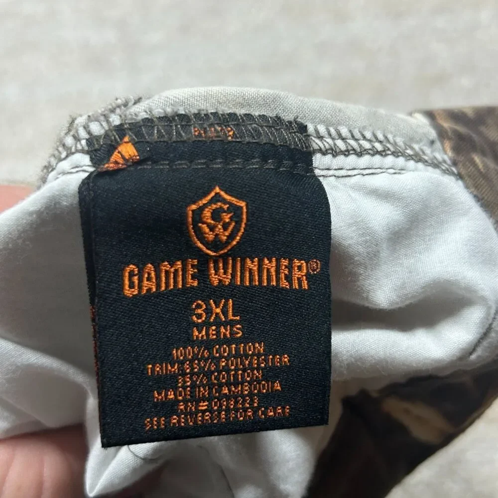 Game Winner Hunting Pants Mens 3XL Brown Black Tapered Leg Cotton Cargo Pockets